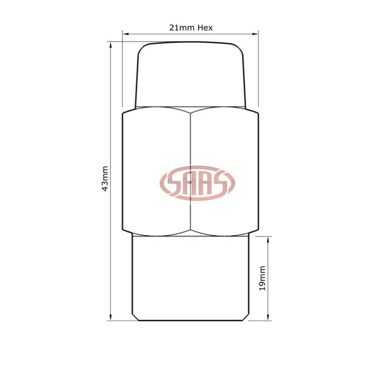 Wheel Nut Mag 12 x 1.25 Black 43mm
