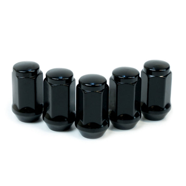 Wheel Nuts Flat Head Bulge 1/2" Black 40mm 5Pk