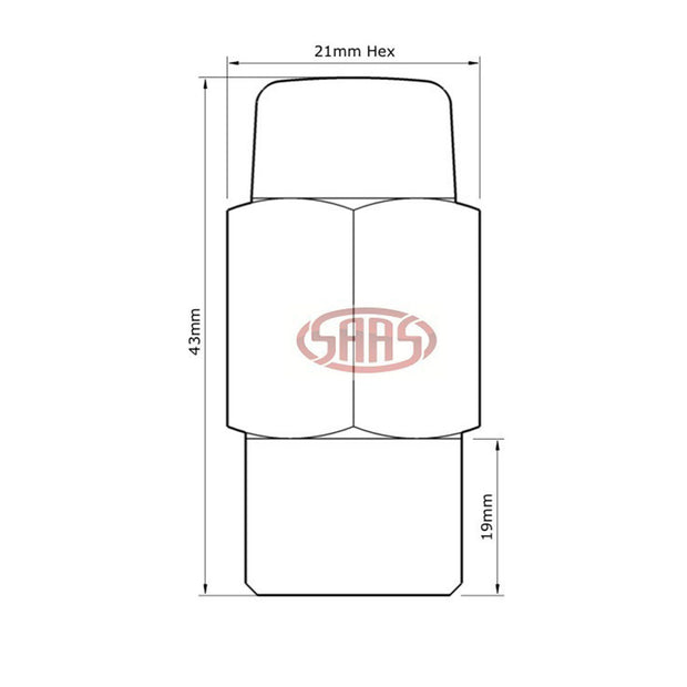 Wheel Nut Mag 12 x 1.50 Black 43mm