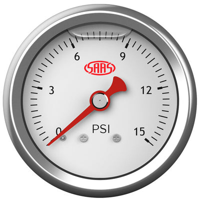 Fuel Press Gauge 15psi Liquid Filled 41mm White