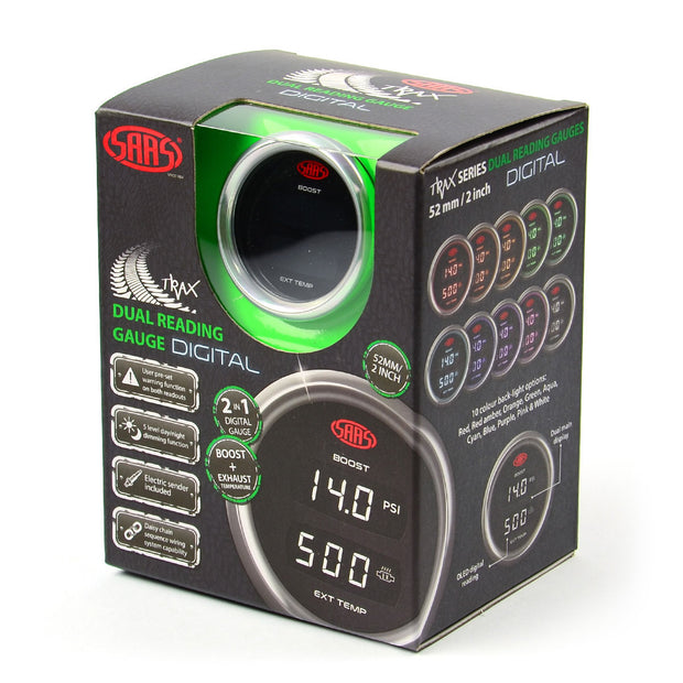 Dual Digital Gauge Boost 0-30psi Exhaust Temp  0°-900° Trax