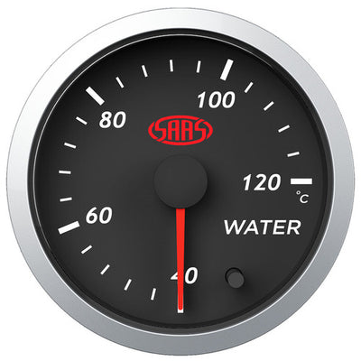 Water Temp Gauge 40°-120° 52mm Black Street Series