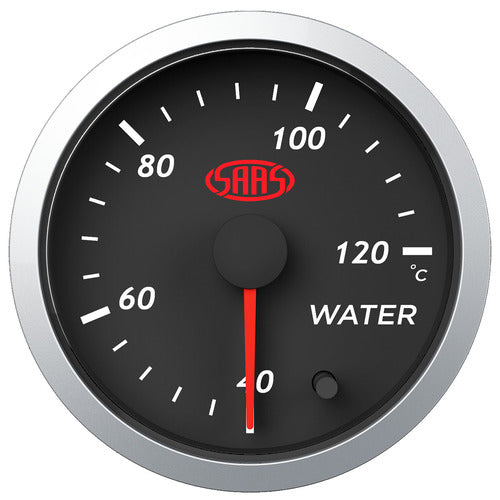 Water Temp Gauge 40°-120° 52mm Black Street Series