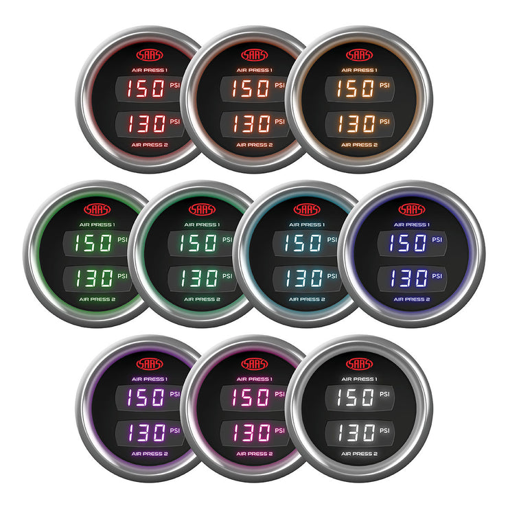 Dual Digital Gauge Air Pressure 0-220psi 52mm Trax