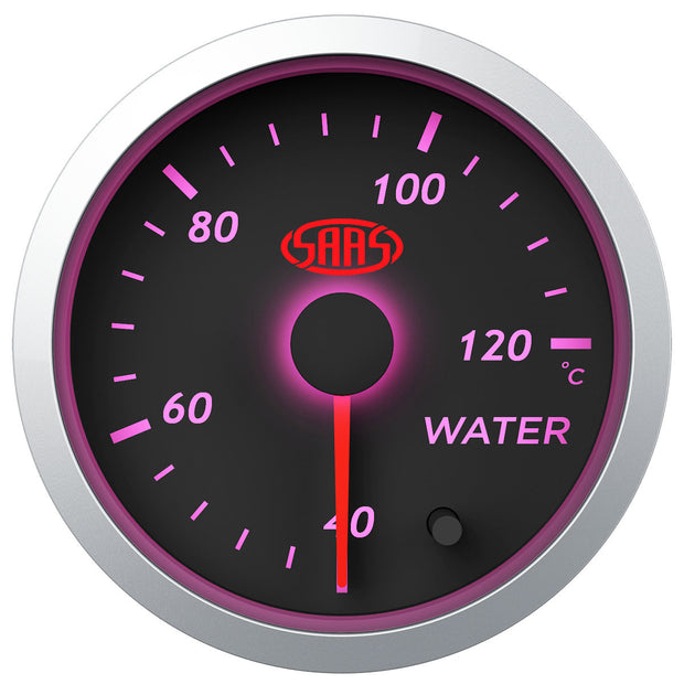 Water Temp Gauge 40°-120° 52mm Black Street Series