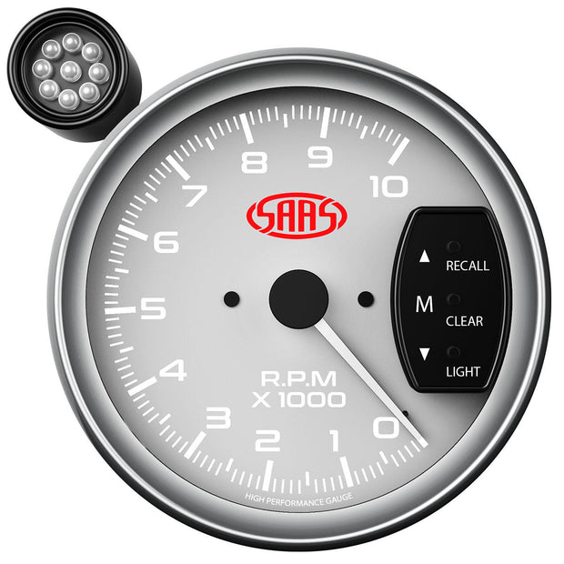Tachometer 0-10k Shiftlite 5" White Muscle Series