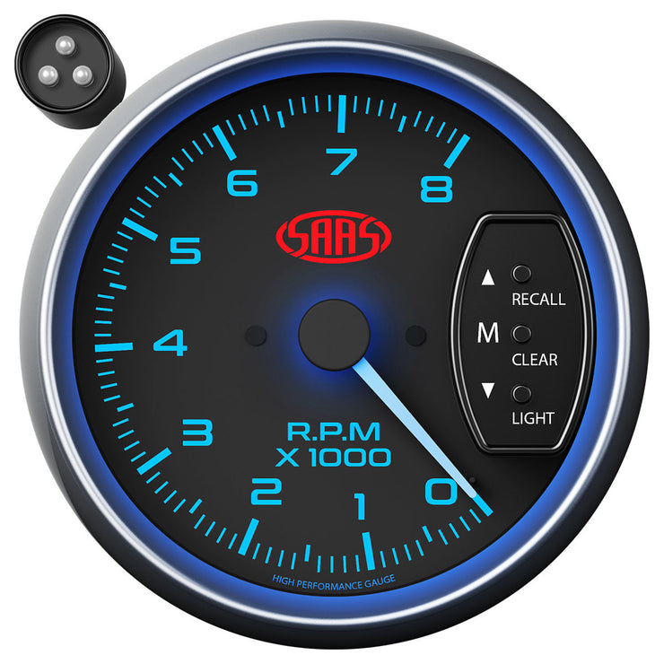 Tachometer 0-8k Shiftlite 3-3/4 Black Muscle Series