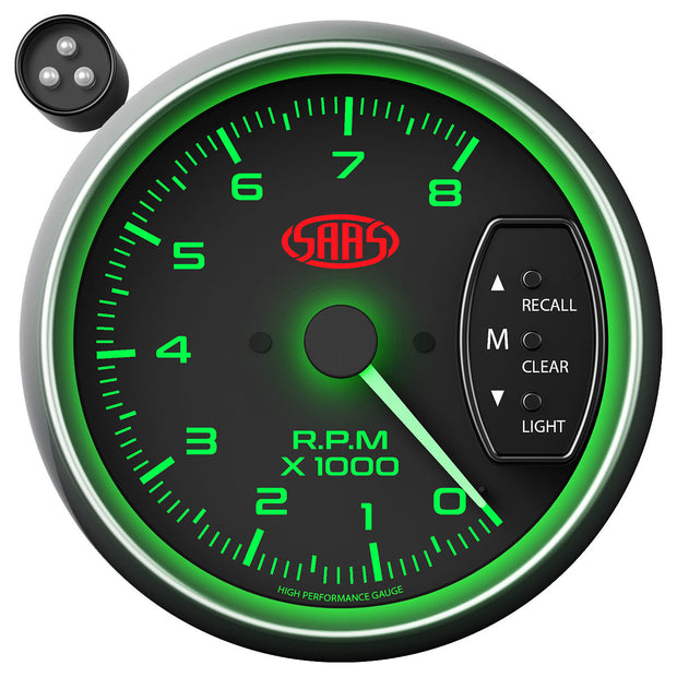 Tachometer 0-8k Shiftlite 3-3/4 Black Muscle Series