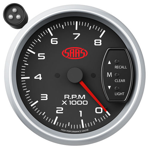 Tachometer 0-8k Shiftlite 3-3/4" Black Muscle Series 2