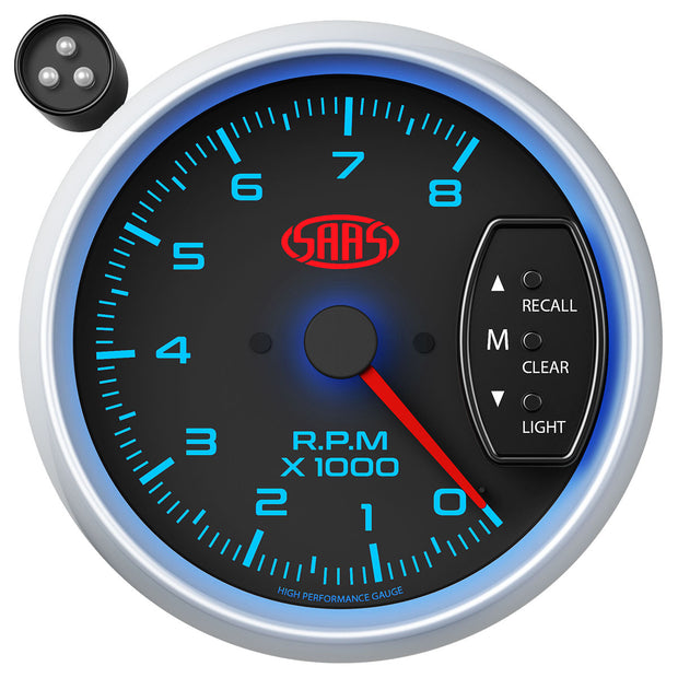 Tachometer 0-8k Shiftlite 3-3/4" Black Muscle Series 2
