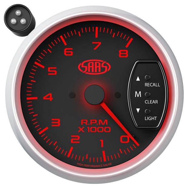 Tachometer 0-8k Shiftlite 3-3/4" Black Muscle Series 2