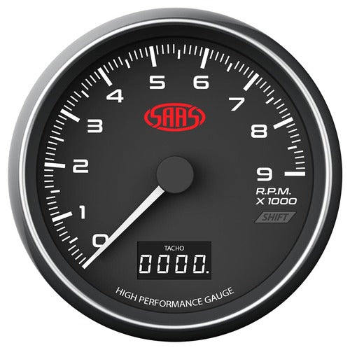Tachometer 0-9k Shiftlite 3 1/2" 89mm In Dash Black Muscle Series