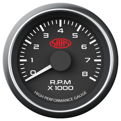 Tachometer 0-8k 52mm Black Muscle Series