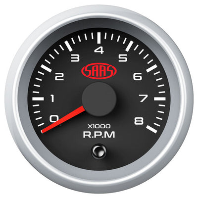 Tachometer 0-8k 52mm Black Muscle Series 2