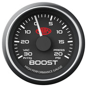 Boost Gauge 30inHg-20psi 52mm Black Muscle Series