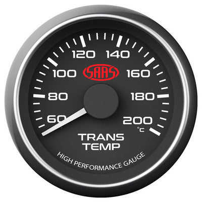 Trans Oil Temp Gauge 60°-200° 52mm Black Muscle Series