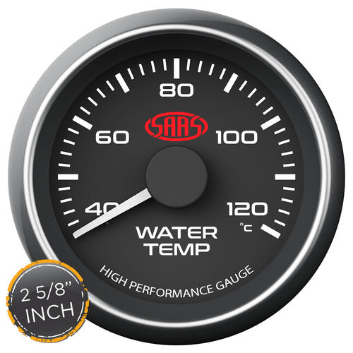 Water Temp Gauge 40°-120° 2 5/8" Black Muscle Series