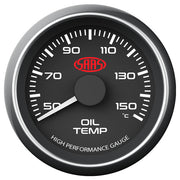 Oil Temp Gauge 50°-150° 52mm Black Muscle Series