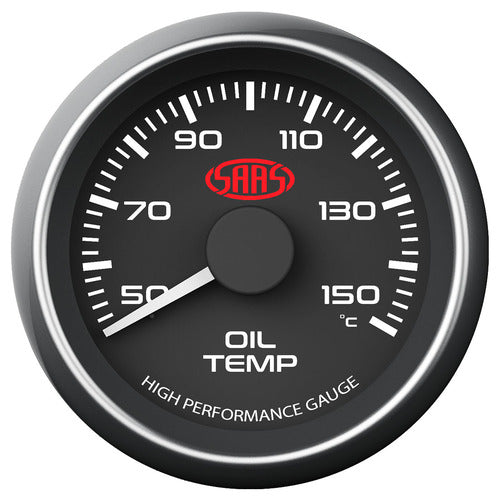 Oil Temp Gauge 50°-150° 52mm Black Muscle Series