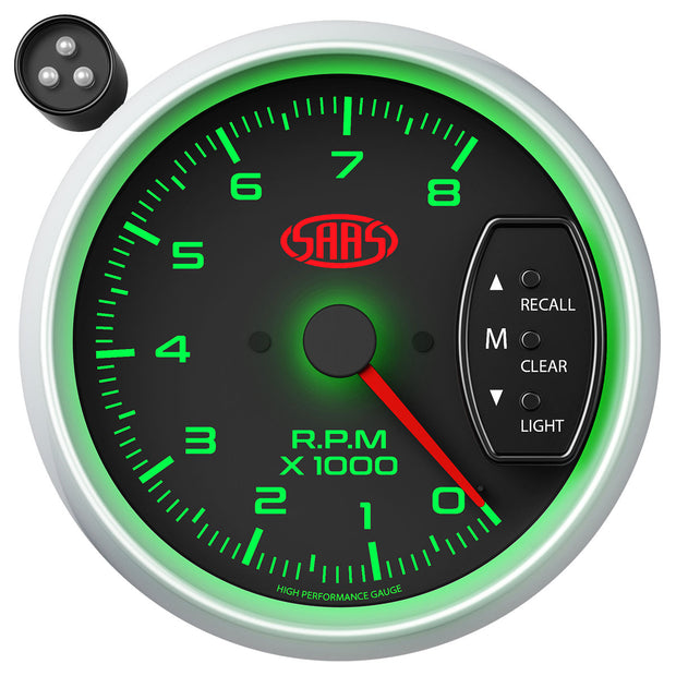 Tachometer 0-8k Shiftlite 3-3/4" Black Muscle Series 2