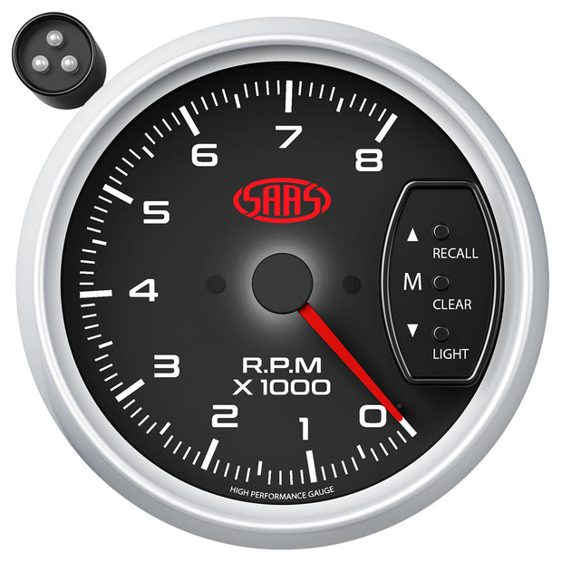Tachometer 0-8k Shiftlite 3-3/4" Black Muscle Series 2