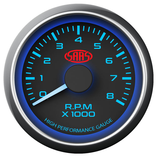 Tachometer 0-8k 52mm Black Muscle Series