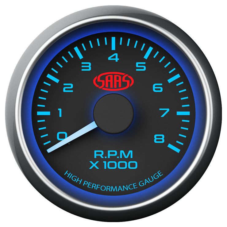 Tachometer 0-8k 52mm Black Muscle Series