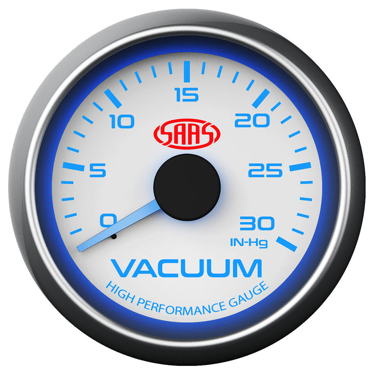Vacuum Gauge 0-30inHg 52mm White Muscle Series