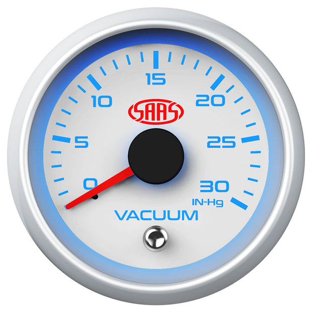 Vacuum Gauge 0-30inHg 52mm White Muscle Series 2