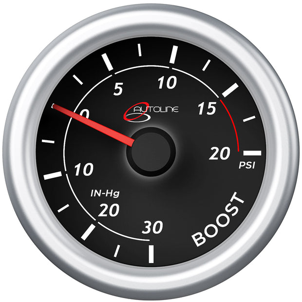 Boost Gauge 30inHg-20psi 52mm Black Autoline