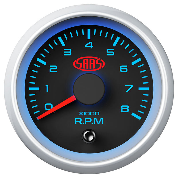 Tachometer 0-8k 52mm Black Muscle Series 2