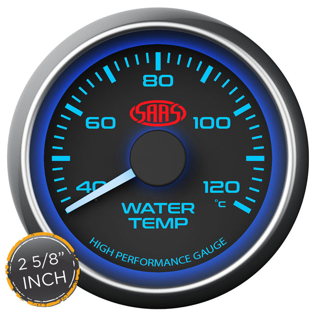 Water Temp Gauge 40°-120° 2 5/8" Black Muscle Series