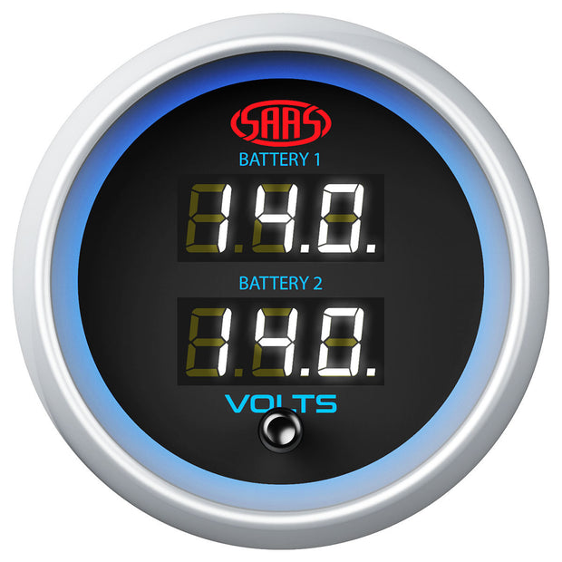 Dual Volt Digital Gauge 8v-18v 52mm Black Muscle Series 2
