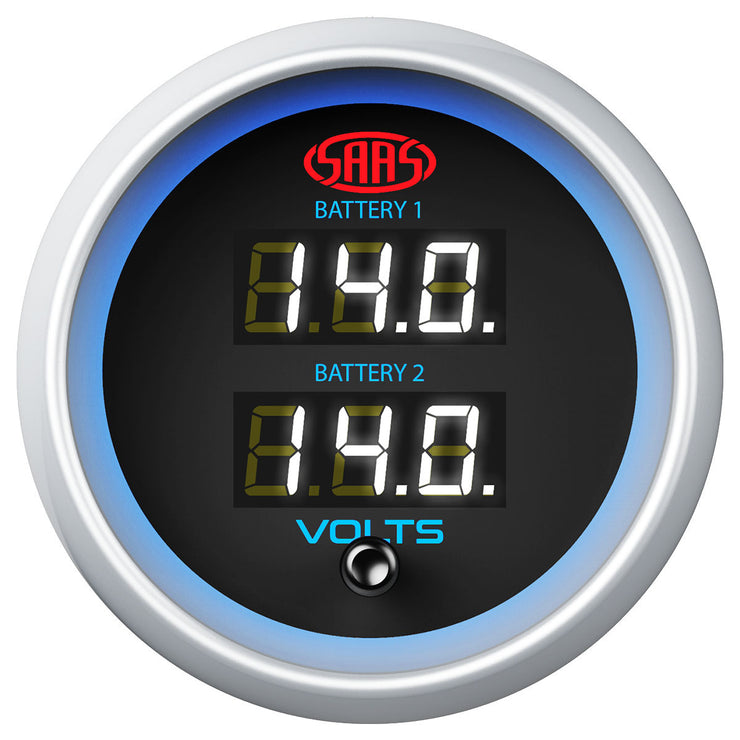 Dual Volt Digital Gauge 8v-18v 52mm Black Muscle Series 2