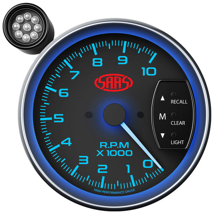 Tachometer 0-10k Shiftlite 5" Black Muscle Series