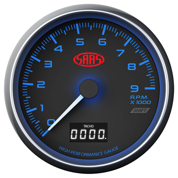 Tachometer 0-9k Shiftlite 3 1/2" 89mm In Dash Black Muscle Series