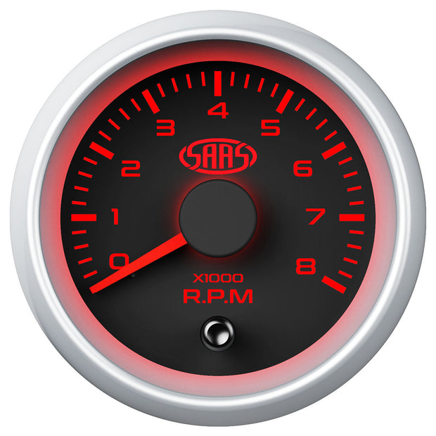 Tachometer 0-8k 52mm Black Muscle Series 2