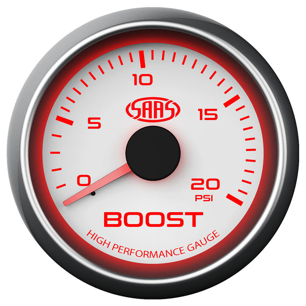 Boost Gauge Diesel 0-20psi 52mm White Muscle Series