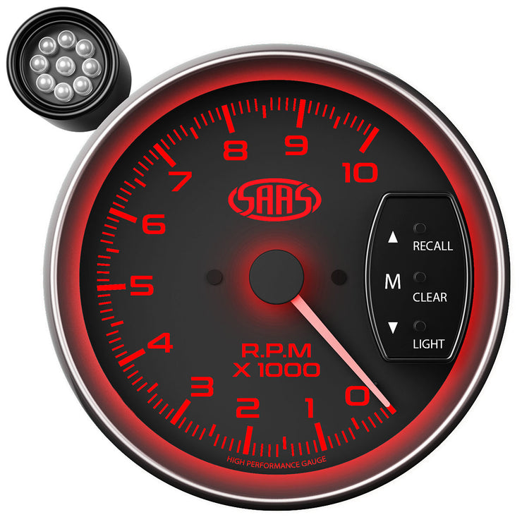 Tachometer 0-10k Shiftlite 5" Black Muscle Series