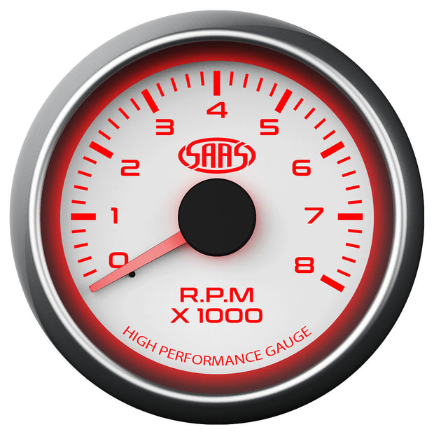 Tachometer 0-8k 52mm White Muscle Series