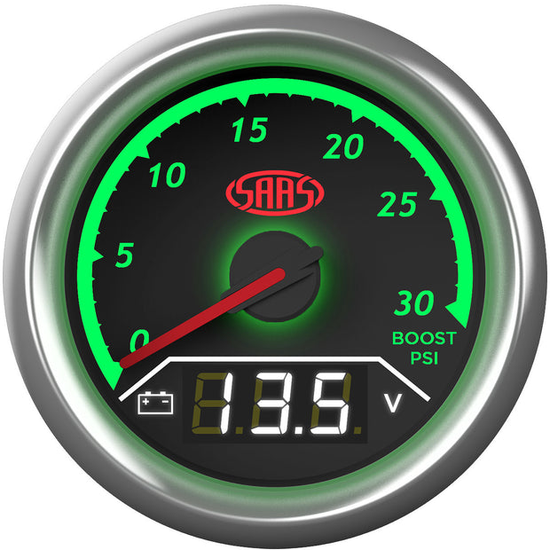 Dual Gauge Boost 0-30psi/volt 8v-18v Analogue/Digital Trax Series