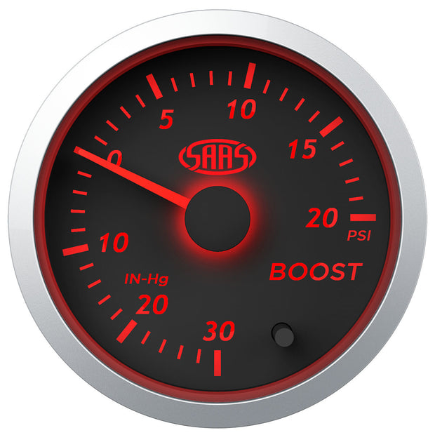 Boost Gauge 30inHg-20psi 52mm Black Street Series