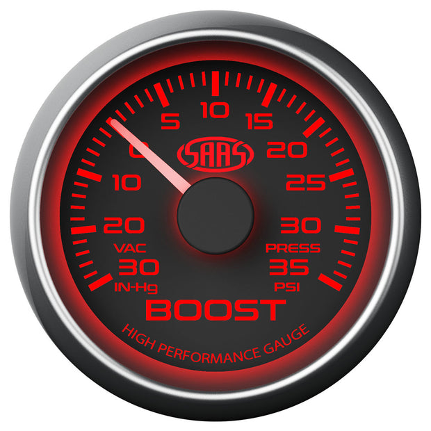 Boost Gauge 30inHg-35psi 52mm Black Muscle Series