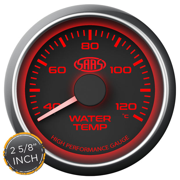 Water Temp Gauge 40°-120° 2 5/8" Black Muscle Series
