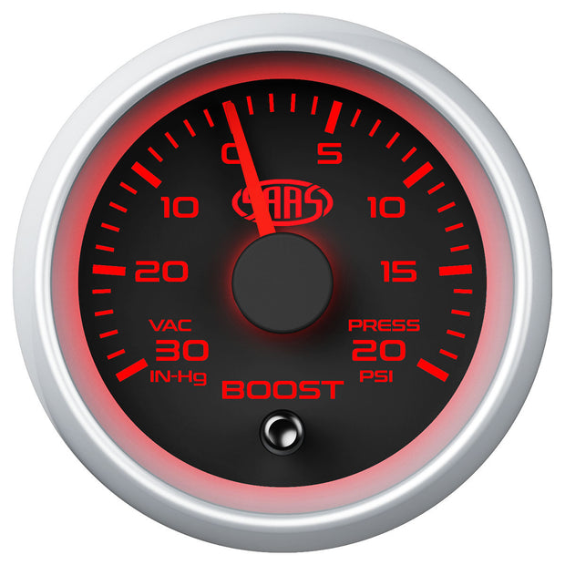 Boost Gauge 30inHg-20psi 52mm Black Muscle Series 2