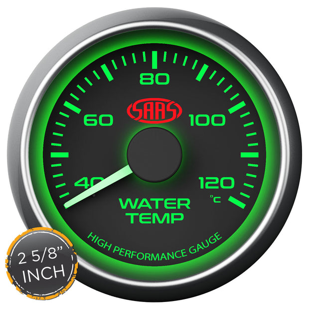 Water Temp Gauge 40°-120° 2 5/8" Black Muscle Series