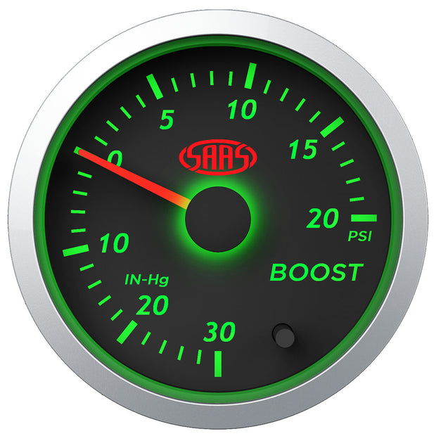 Boost Gauge 30inHg-20psi 52mm Black Street Series