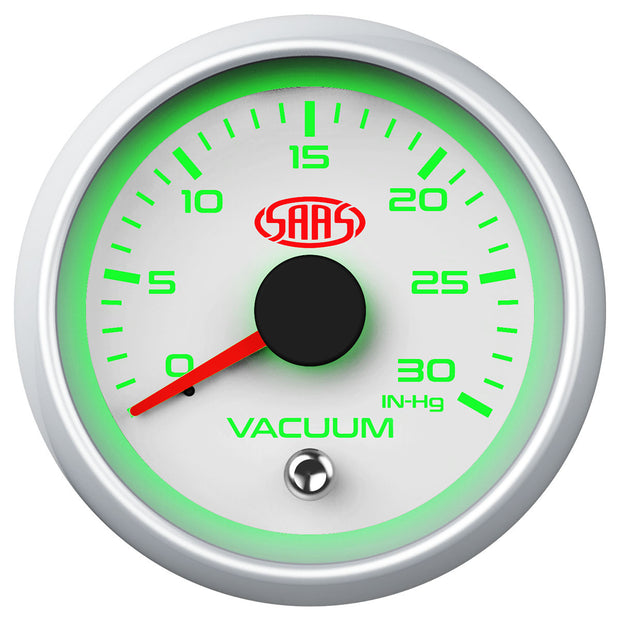 Vacuum Gauge 0-30inHg 52mm White Muscle Series 2