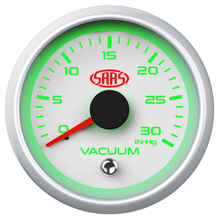Vacuum Gauge 0-30inHg 52mm White Muscle Series 2