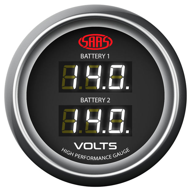 Dual Volt Digital Gauge 8v-18v 52mm Black Muscle Series
